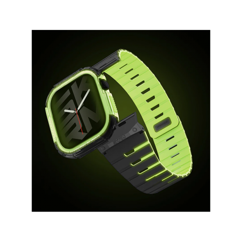 SkinArma Gemini Magnetic Strap + Atom Case Bundle for Apple Watch 46MM - Lime Green [B] - سير ساعة أبل واتش