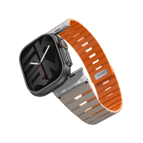SkinArma Gemini Magnetic Watch Strap for Apple Watch 49/46/45MM - Grey Orange [B] - سير ساعة أبل واتش