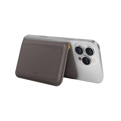 Uniq Lyden DS RFID-Blocking Magnetic Wallet with Kick Stand - Flint Grey / Canary Yellow [B] - ستاند جانبي ومحفظة للبطاقات - ماغ سيف - يونيك