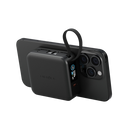 Energea Magpac Mini Plus Wireless Power Bank 10000mAh With Build in USB-C Cable & Display - Black - بطارية متنقلة - انيرجيا - سعة 10000 - عدد 2 سلك شاحن تايب سي - مع شحن لاسلكي - تدعم شحن ساعة ابل + الايربودز - شاشة رقميه - كفالة 24 شهر