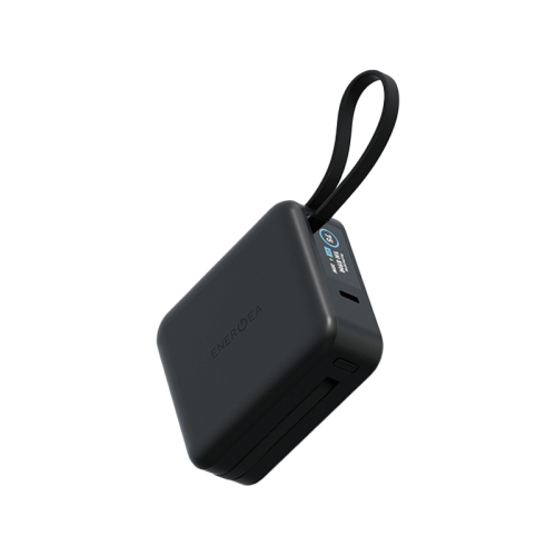 Energea Magpac Mini Plus Wireless Power Bank 10000mAh With Build in USB-C Cable & Display - Black - بطارية متنقلة - انيرجيا - سعة 10000 - عدد 2 سلك شاحن تايب سي - مع شحن لاسلكي - تدعم شحن ساعة ابل + الايربودز - شاشة رقميه - كفالة 24 شهر