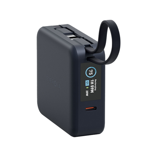 Energea Magpac Mini Plus Wireless Power Bank 10000mAh With Build in USB-C Cable & Display - Blue - بطارية متنقلة - انيرجيا - سعة 10000 - عدد 2 سلك شاحن تايب سي - مع شحن لاسلكي - تدعم شحن ساعة ابل + الايربودز - شاشة رقميه - كفالة 24 شهر