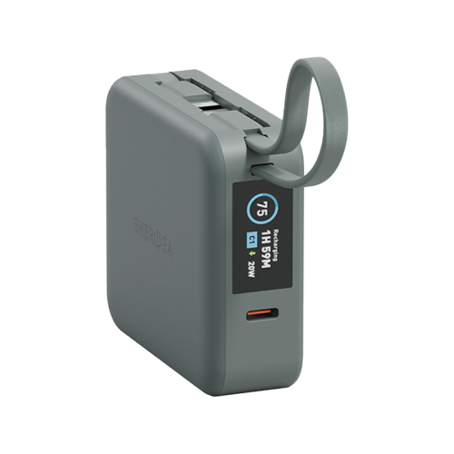 Energea Magpac Mini Plus Wireless Power Bank 10000mAh With Build in USB-C Cable & Display - light green - بطارية متنقلة - انيرجيا - سعة 10000 - عدد 2 سلك شاحن تايب سي - مع شحن لاسلكي - تدعم شحن ساعة ابل + الايربودز - شاشة رقميه - كفالة 24 شهر