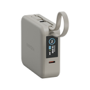 Energea Magpac Mini Plus Wireless Power Bank 10000mAh With Build in USB-C Cable & Display - Beige - بطارية متنقلة - انيرجيا - سعة 10000 - عدد 2 سلك شاحن تايب سي - مع شحن لاسلكي - تدعم شحن ساعة ابل + الايربودز - شاشة رقميه - كفالة 24 شهر