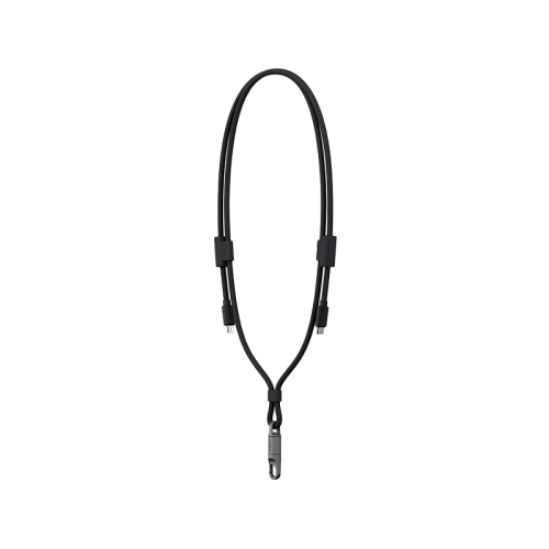 Energea Lasso 2-In-1 USB-C To USB-C 240W 480Mbps Lanyard With Charging Cable 1.5M - Black - خيط علاقة - 2 في 1 - انيرجيا - سلك شحن تايب سي الى تايب سي - قوة 240 واط - يمكنكم اختيار مع كفر شفاف او بدون كفر فقط خيط علاقة