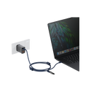 Energea Lasso 2-In-1 USB-C To USB-C 240W 480Mbps Lanyard With Charging Cable 1.5M - Blue - خيط علاقة - 2 في 1 - انيرجيا - سلك شحن تايب سي الى تايب سي - قوة 240 واط - يمكنكم اختيار مع كفر شفاف او بدون كفر فقط خيط علاقة