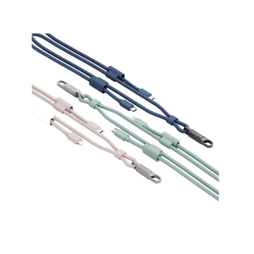 Energea Lasso 2-In-1 USB-C To USB-C 240W 480Mbps Lanyard With Charging Cable 1.5M - light green [B] - خيط علاقة - 2 في 1 - انيرجيا - سلك شحن تايب سي الى تايب سي - قوة 240 واط - يمكنكم اختيار مع كفر شفاف او بدون كفر فقط خيط علاقة