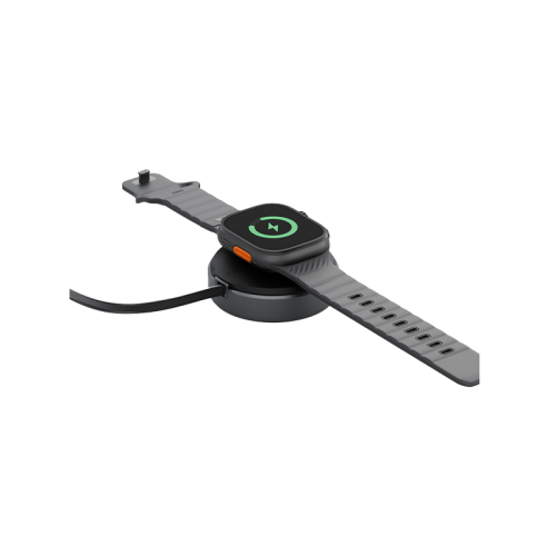 Energea MagDuo Arc 2 In 1 MagSafe Charger With Apple Watch Charger With Retractable USB-C Cable - Gunmetal [B] - شاحن لاسلكي - 2 في 1 - انيرجيا - يشحن الايفون + ساعة ابل واتش في نفس الوقت - قوة تصل الى 15 واط