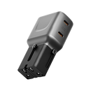 Energea TravelGo 2 Port USB-C 45W PD Travel Adapter - Gunmetal Black - شاحن حائط دولي - منفذين للشحن الذكي والسريع - قوة 45 واط - كفالة 24 شهر