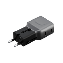 Energea TravelGo 2 Port USB-C 45W PD Travel Adapter - Gunmetal Black - شاحن حائط دولي - منفذين للشحن الذكي والسريع - قوة 45 واط - كفالة 24 شهر