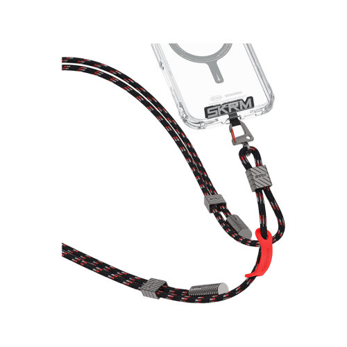 SkinArama Dyno Ve 2-In-1 USB-C To USB-C 240W Lanyard And Charging Cable - Black [B] - خيط علاقة - 2 في 1 - سكين ارما - سلك شحن تايب سي الى تايب سي - قوة 240 واط - يمكنكم اختيار مع كفر شفاف او بدون كفر فقط خيط علاقة