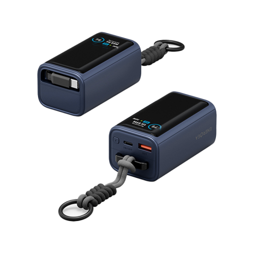 Energea Compac Arc 45W PD 10000mAh Power Bank Built-In USB-C Cable - Blue - بطارية متنقلة - انيرجيا - سعة 10000 - عدد 1 سلك شاحن تايب سي - شاشة رقميه - قوة 45 واط - كفالة 24 شهر