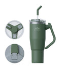 Brave Temp Guard Vacuum Insulated Travel Mug – 180° Rotating Handle, 24H Cold & 12H Hot Retention, Leak-Proof Lids, 1200mL/950ml – Green [S] - مطارة حافظة للحرارة  والبرودة