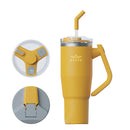 Brave Temp Guard Vacuum Insulated Travel Mug – 180° Rotating Handle, 24H Cold & 12H Hot Retention, Leak-Proof Lids, 1200mL – Yellow [S] - مطارة حافظة للحرارة  والبرودة