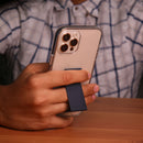 Dark Blue Grip with Clear Case and Grip Horizontal, Vertical and Magnetic Stand - كفر حماية مع مسكة وستاند جانبي ورأسي ومغناطيس للسيارة