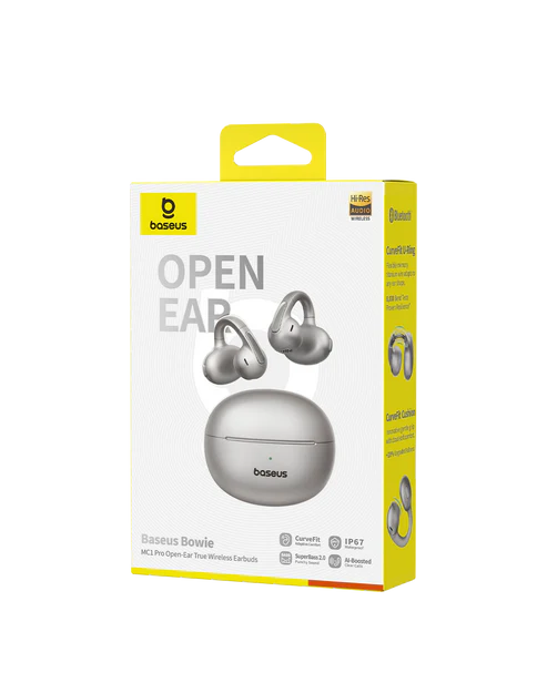 Baseus Bowie MC1 Pro Open-Ear True Wireless Earbuds – Titanium [D]-  سماعة بيسوس - بلوتوث - كفاله 12 شهر