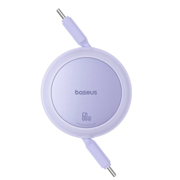 Baseus Free2Pull Mini 1m USB-C to USB-C 60W Charging Cable – Purple[D]  - سلك شحن تايب سي -  60 واط