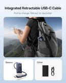 Baseus EnerCore CR11 Power Bank 20000mAh 67W with Retractable Cable – Black [D] بطارية متنقلة - بيسوس - سعة 20000 - عدد 1 سلك شاحن تايب سي - شاشة رقميه - قوة 67 واط - كفالة 24 شهر