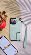 Dana Tiffany Leather Case with Card Slot and Strap - كفر مع مسكة شريطة ومكان للبطاقات وخيط علاقة