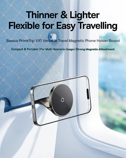 Baseus PrimeTrip VX1 Travel Magnetic Phone Holder – Black [D] - ستاند دائري + ماغ سيف