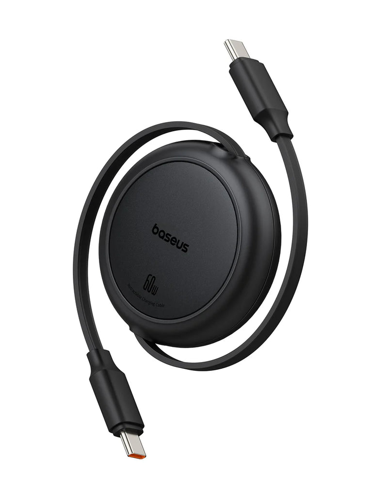 Baseus Free2Pull Mini 1m USB-C to USB-C 60W Charging Cable – Black[D]  - سلك شحن تايب سي -  60 واط
