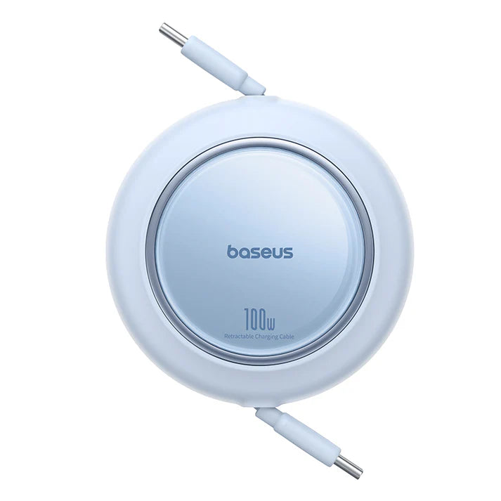 Baseus Free2Pull Mini 1.5m USB-C to USB-C 100W Retractable Cable – Blue [D]  - سلك شحن تايب سي -  100 واط