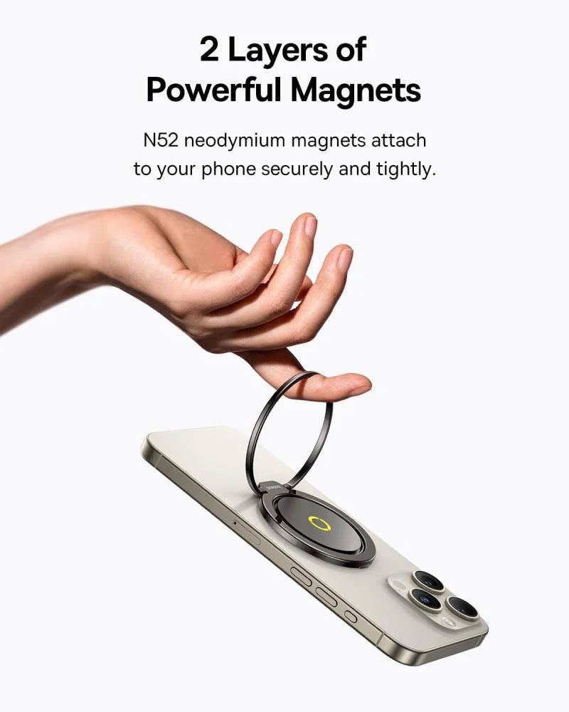 Baseus MagPro Series II Magnetic Ring Phone Holder - Black [B] - مسكة دائريه مغناطيس وستاند + ماغ سيف