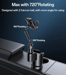Yesido 2 in 1 Car Cup Holder Phone Mount Adjustable 4.7-7.2 Inch Cellphone Bracket [H] - ستاند سيارة - القاعدة مكان الكوب + - حامل كوب - ذراع طويل