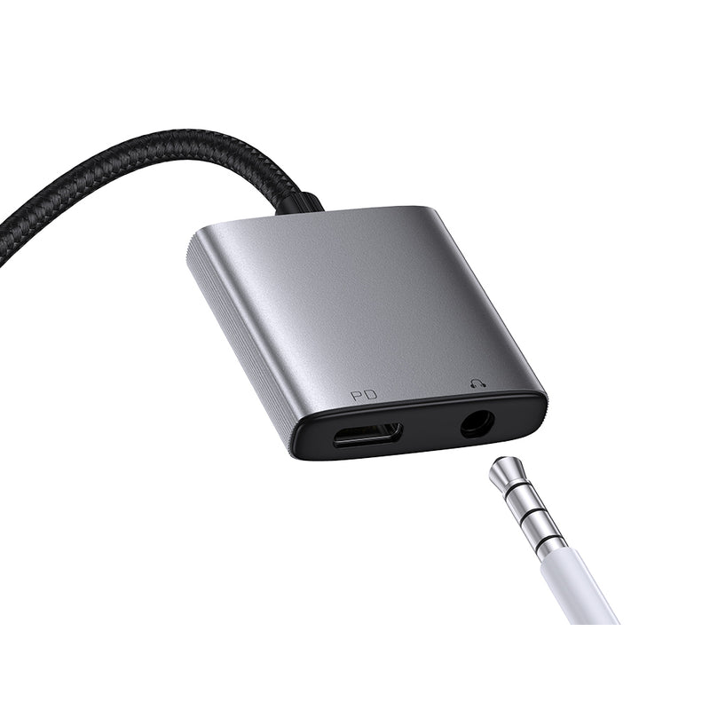 MCDODO USB C to USB C & AUX 3.5mm Audio Adapter with DAC - Silver  [H] - وصلة لشحن الايفون 15 والسماعة بنفس الوقت - كفالة 12 شهر