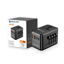 Travelest Universal Travel Adapter GaN 35W with 3 USB-C & 2 USB-A, AC 2500W with Resettable Fuse Works with 220+ Countries [T] - شاحن حائط دولي - لجميع دول العالم -3 منافذ للشحن الذكي + منفذين للشحن السريع  - كفالة 24 شهر