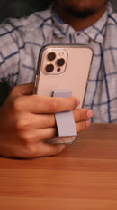 Gray Grip with Clear Case and Grip Horizontal, Vertical and Magnetic Stand - كفر حماية مع مسكة وستاند جانبي ورأسي ومغناطيس للسيارة