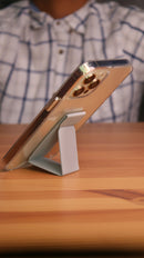 Gray Grip with Clear Case and Grip Horizontal, Vertical and Magnetic Stand - كفر حماية مع مسكة وستاند جانبي ورأسي ومغناطيس للسيارة