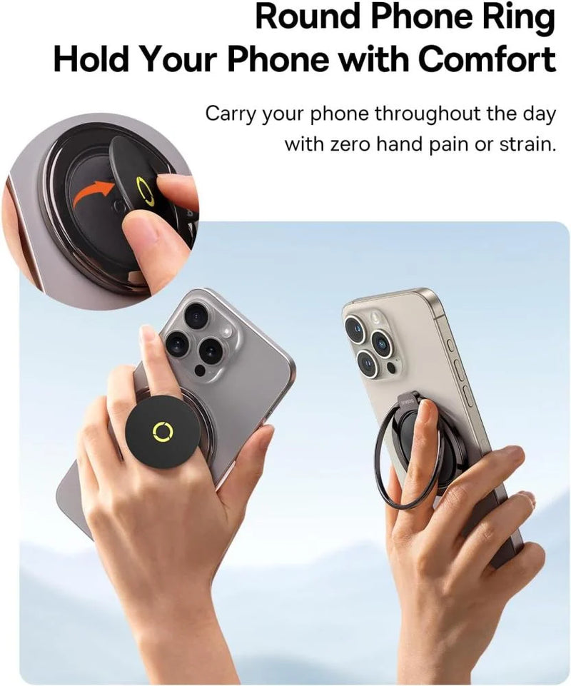 Baseus MagPro Series II Magnetic Ring Phone Holder - Black [B] - مسكة دائريه مغناطيس وستاند + ماغ سيف