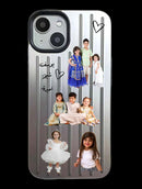 Noufa Silver Phone Case - كفر مع ستيكرز طباعة من اختياركم - الكفر + التصميم + البروفة + الطباعة - سيتم التواصل معكم لتحديد الكلمات والصور