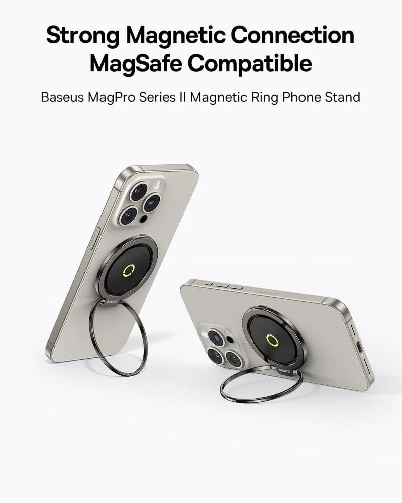 Baseus MagPro Series II Magnetic Ring Phone Holder - Black [B] - مسكة دائريه مغناطيس وستاند + ماغ سيف