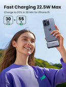 UGREEN 5000mAh 22.5W Built-In USB-C Power Bank with LED Display [b] - بطارية متنقلة - مع شاحن تايب سي - لاجهزة الاندرويد والايفون 15/16 - ستاند - شاشة رقمية - سعة 5000 مللي امبير - قوة 20 واط - كفالة 12 شهر