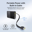Baseus EnerFill FC51 Bipow2 Pro Digital Display Power Bank with Built-in Cable 10000mAh 22.5W - Cosmic Black [D] بطارية متنقلة - بيسوس - سعة 10000 - عدد 1 سلك شاحن تايب سي - شاشة رقميه - قوة 22.5 واط - كفالة 24 شهر