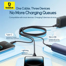 Baseus Ultra-Fast 3-in-1 USB-A to M+L+C 3.5A 1.3m Charging Cable – Black [D] - كيبل 3 في 1 - تايب سي - ايفون - ميكرو - طول 1.3 متر