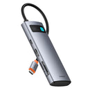 Baseus Metal Gleam 7-Port HUB – Space Grey [D] - وصلة تايب سي - 7 في 1 - لاجهزة الايباد برو والماك بوك - متعددة الاستخدام - كفالة 12 شهر