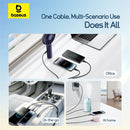 Baseus Ultra-Fast 3-in-1 USB-A to M+L+C 3.5A 1.3m Charging Cable – Black [D] - كيبل 3 في 1 - تايب سي - ايفون - ميكرو - طول 1.3 متر