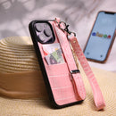 Dana Full Light Pink Leather Case with Card Slot and Strap - كفر مع مسكة شريطة ومكان للبطاقات وخيط علاقة