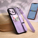 Dana Full Purple Leather Case with Card Slot and Strap - كفر مع مسكة شريطة ومكان للبطاقات وخيط علاقة