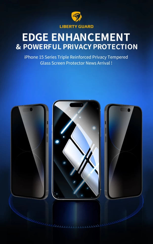 Liberty Guard Privacy Sapphire Coating  - حماية شاشة - سوداء خصوصية برايفسي - مقاومة لحرارة الجهاز الداخلية - لجميع اطراف الجهاز - مع عدة التركيب - مقاومة للغبار والاتربة و الصدمات