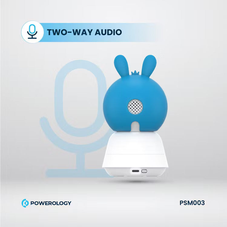 Powerology Monitor - App Baby Camera with  Blue Covers Type-C Charging Interface, Built-in Lullabies  [O] - كاميرا داخلية + شاشة  باورولوجي - كفالة 24 شهر