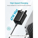 Anker 336 Charger (67W) -Black [D] - شاحن حائط - انكر - 2 فتحتين تايب سي - 1 يو اس بي - 67 واط - خاصية الشحن السريع - كفالة 18