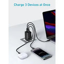 Anker 336 Charger (67W) -Black [D] - شاحن حائط - انكر - 2 فتحتين تايب سي - 1 يو اس بي - 67 واط - خاصية الشحن السريع - كفالة 18
