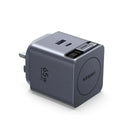 UGREEN 65W 2-Port GaN Fast Charger with Retractable Cable - Space Gray [B] - شاحن حائط  - يو جرين - واير تايب سي + فتحة تايب سي - 1 فتحة يو اس بي - قوة 65 واط - كفالة 12 شهر