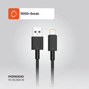 Porodo USB-A to Lightning Durable Charging Cable Black - سلك شحن ايفون - بورودو - طول 1.2 سم - كفالة 24 شهر