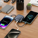 Porodo Bali 10000mAh Power Bank Built-in Lighting & USB-C Cable - Black - بطارية متنقلة - بورودو - قوة 10000 - سلك شاحن أيفون + تايب سي - 1 منفذ تايب سي - 1 منفذ يو اس بي - كفالة 12 شهر