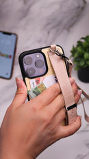 Dana Yellow Leather Case with Card Slot and Strap - كفر مع مسكة شريطة ومكان للبطاقات وخيط علاقة